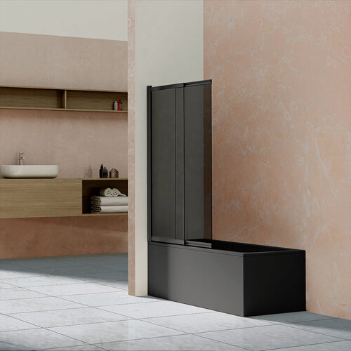 Изображение товара Шторка на ванну Vincea VSB-1E100CGB черный матовый, стекло тонированное