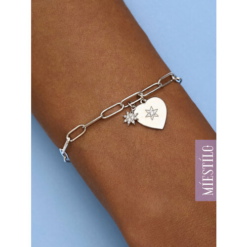 Браслет-цепочка MIESTILO серебро 925 проба родирование фианит серебристый 3779₽