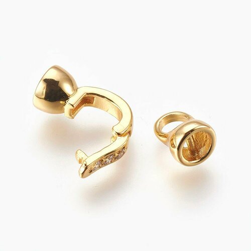 Застежка-концевик, 17х7мм (внутр. 4мм), Milano, защелкивающаяся, с фианитами, базовый материал - латунь, под золото