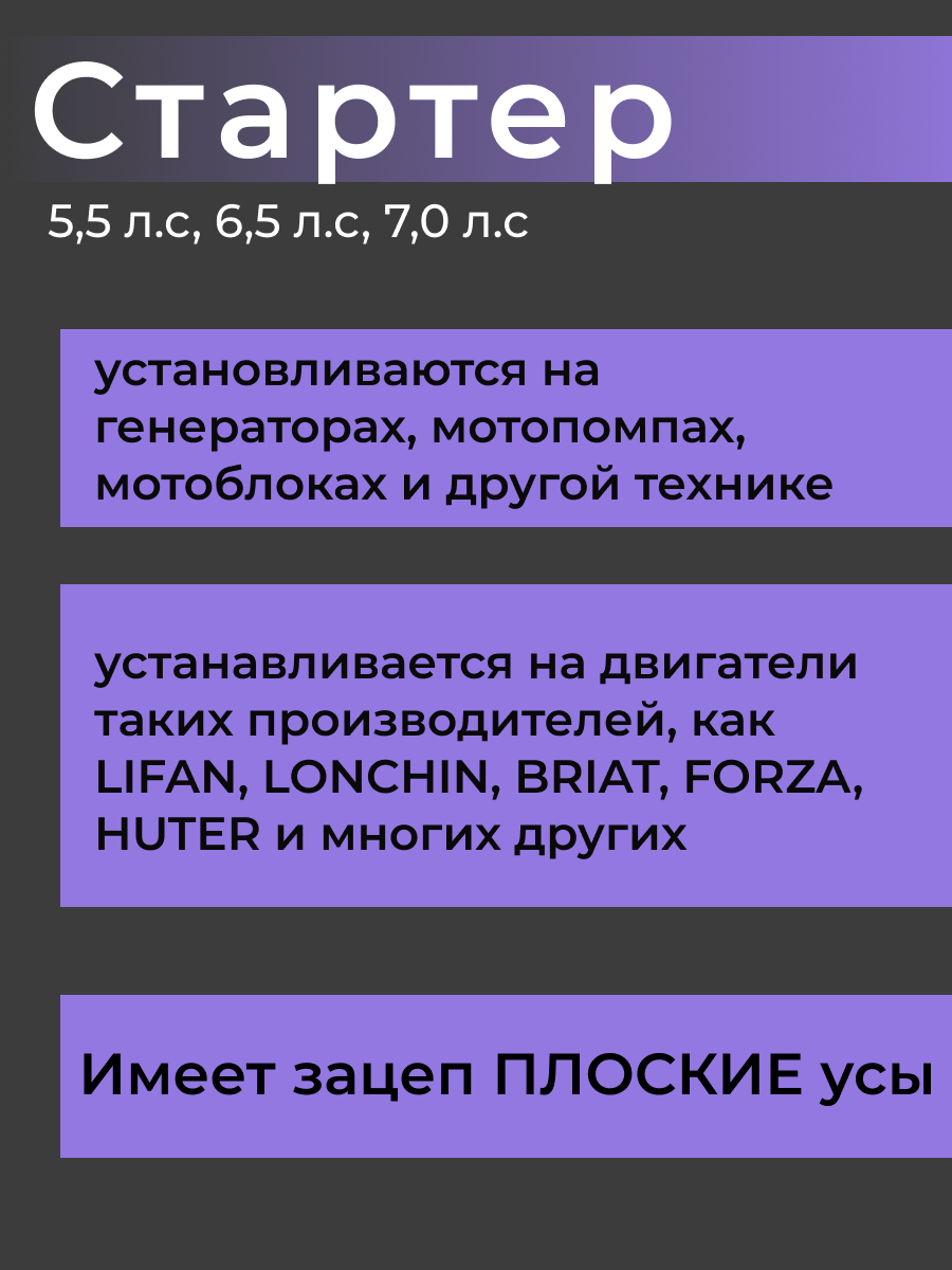 Стартер в сборе Forza на двигатель 168/168F-2 (6.5-7 л/с), для мотоблока — фото 1
