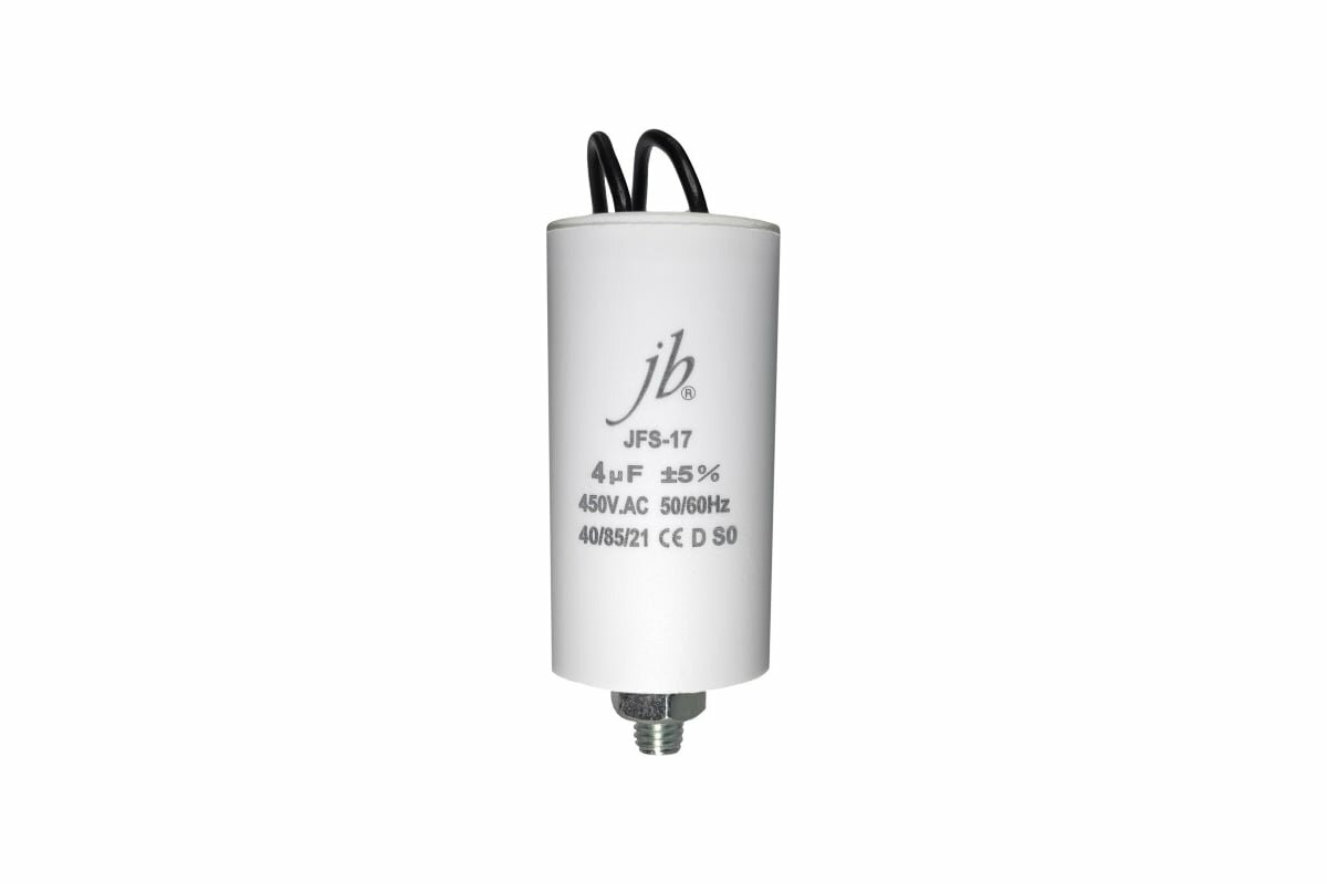 JB Capacitors 4мкФ, 450В, 35x68, JFS-17 (CBB60-G) (гибкие выводы+болт), Конденсатор пусковой JFS17A6405J000000B-95