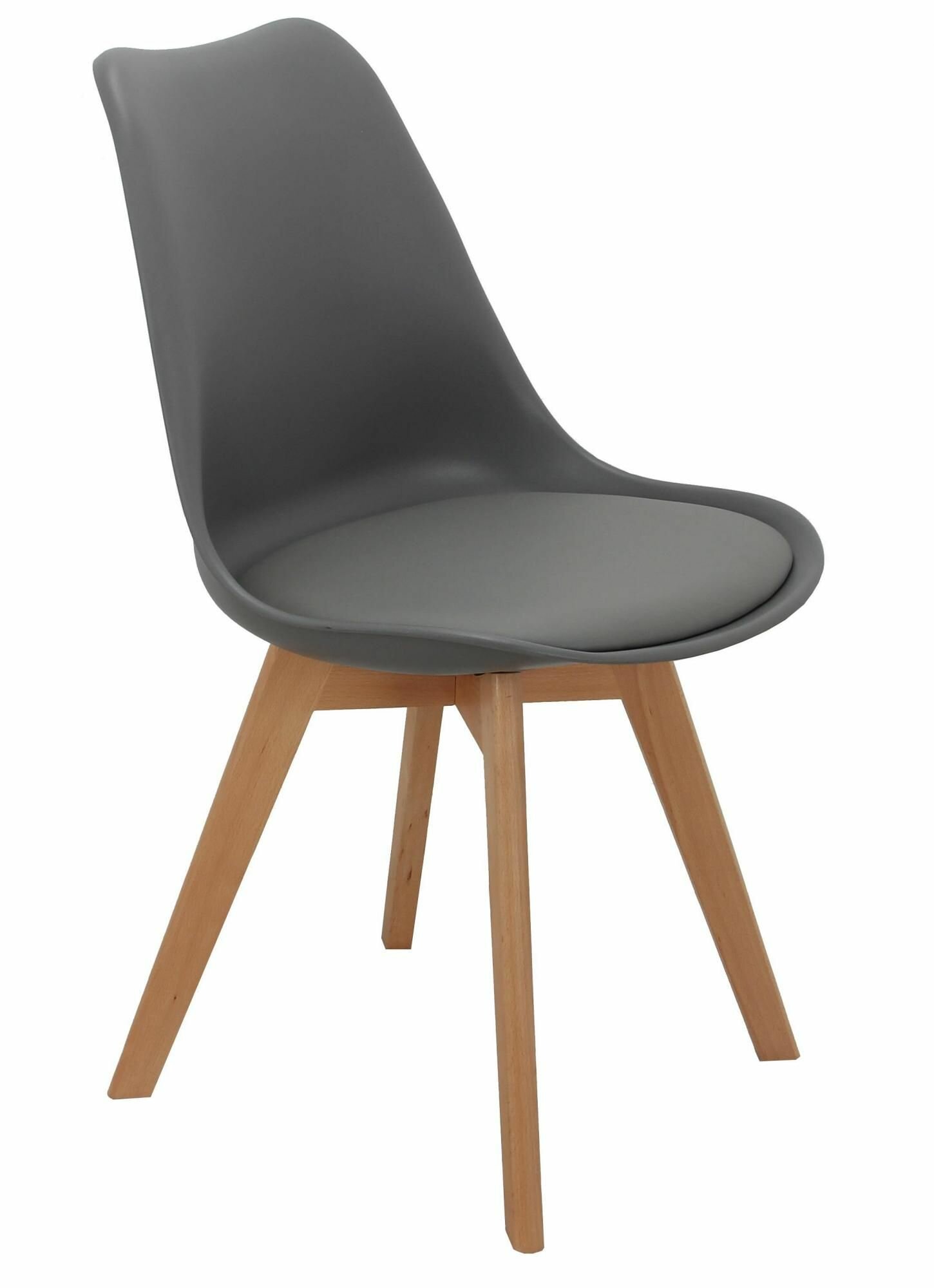 Стул Eames Bon BRADEX HOME серый, экокожа, дерево, мягкое сиденье, без подлокотников