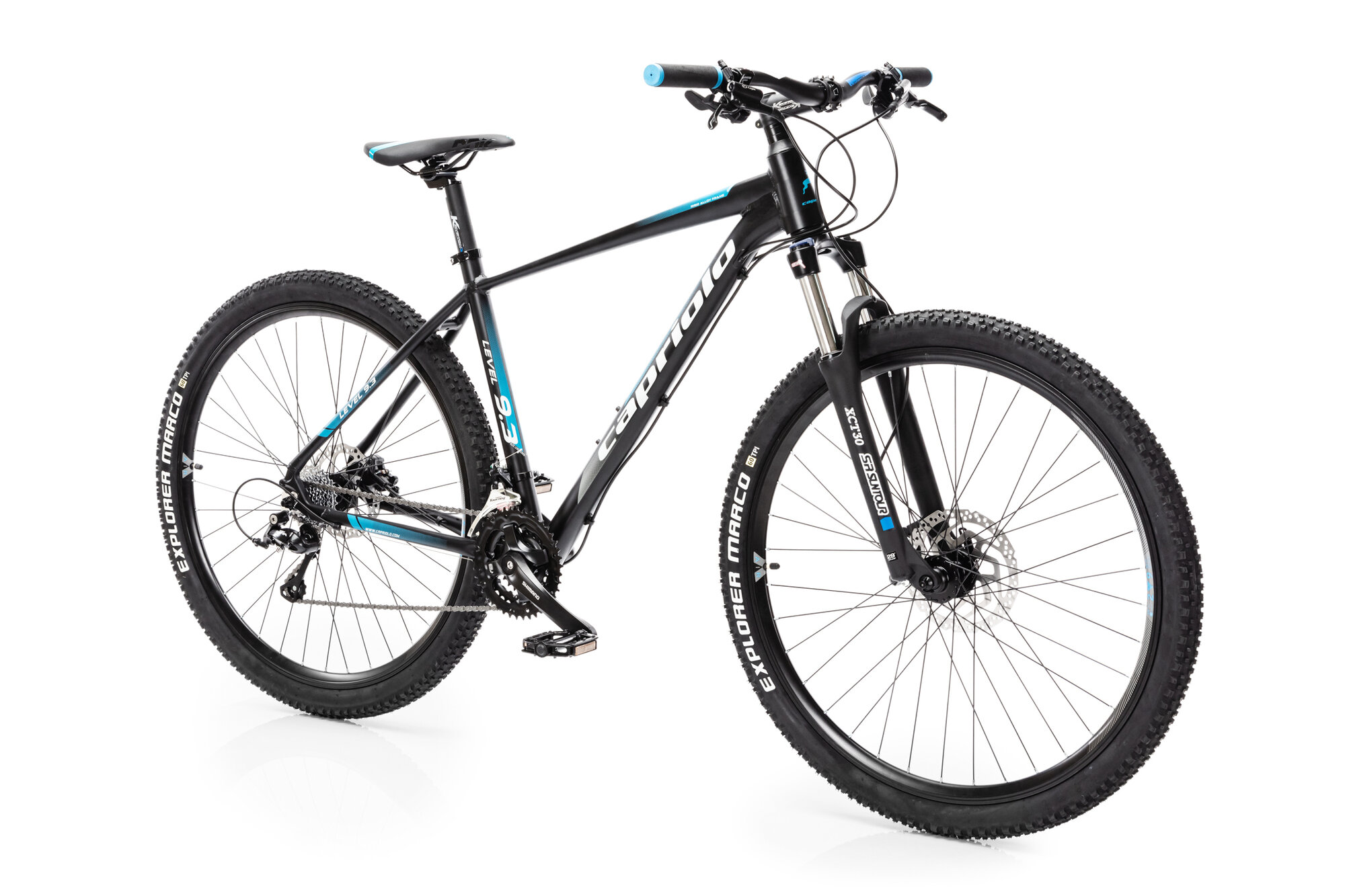 Велосипед CAPRIOLO MTB LEVEL 9.3 (3 X 8), рама алюминий 21', колёса 29' (чёрный - синий), нагрузка до 130кг