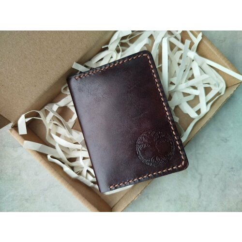 Картхолдер , фактура зернистая, коньячный