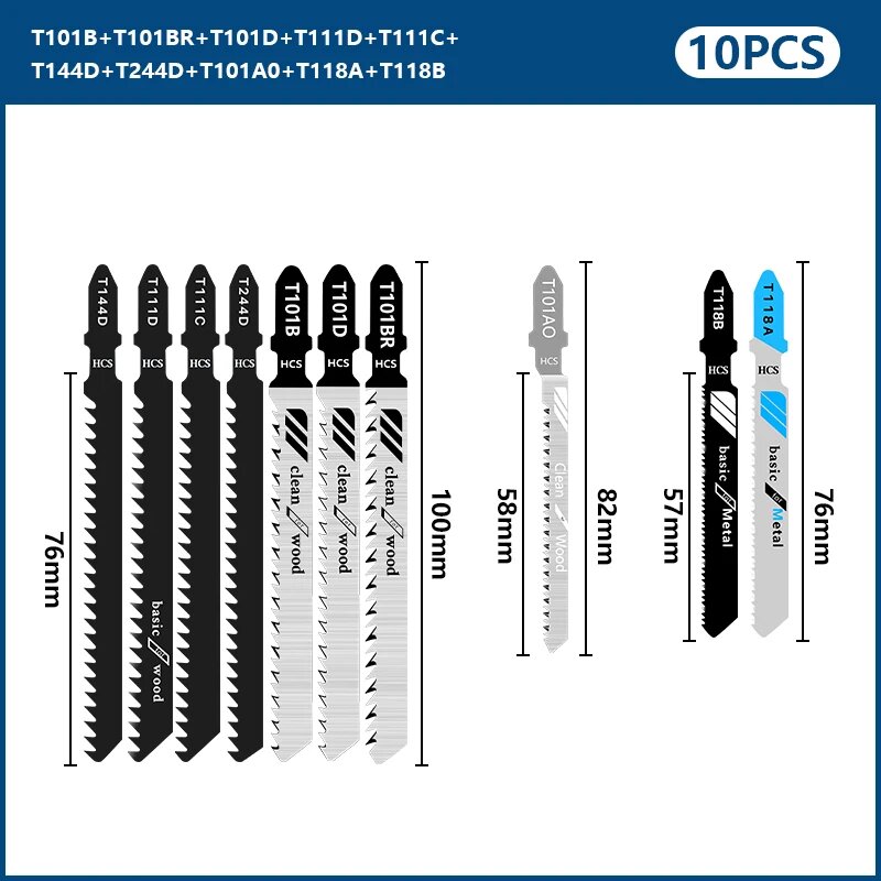 XUCHUAN 10 шт. набор джигов Zaagblad Hoog Kool начаstaal Diverse Messen T-Schacht Snel 10pcs set