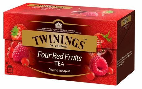 Черный чай Twinings "Four Red Fruits" с кусочками вишни, клубники, малины, 25 пак. 50 г (Финляндия