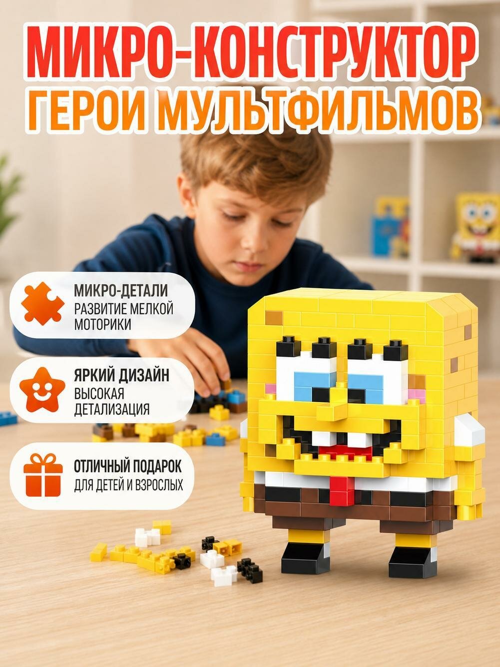 Слепая коробка из строительных блоков с героями мультфильмов