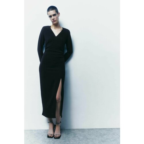 Черное платье лапша Zara миди