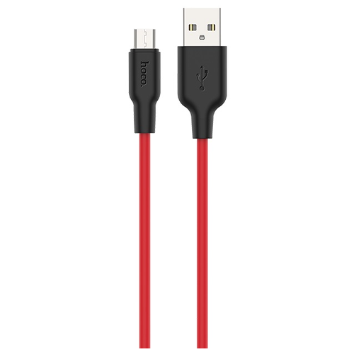 Кабель Hoco X21 Plus USB - MicroUSB, 0.25 м, черный/красный