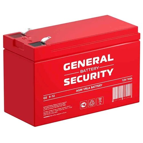 Аккумулятор General Security GS 9-12 (12В, 9Ач / 12V, 9Ah) аккумулятор для ибп csb hrl 1234w 12v 9ah клеммы f2fr