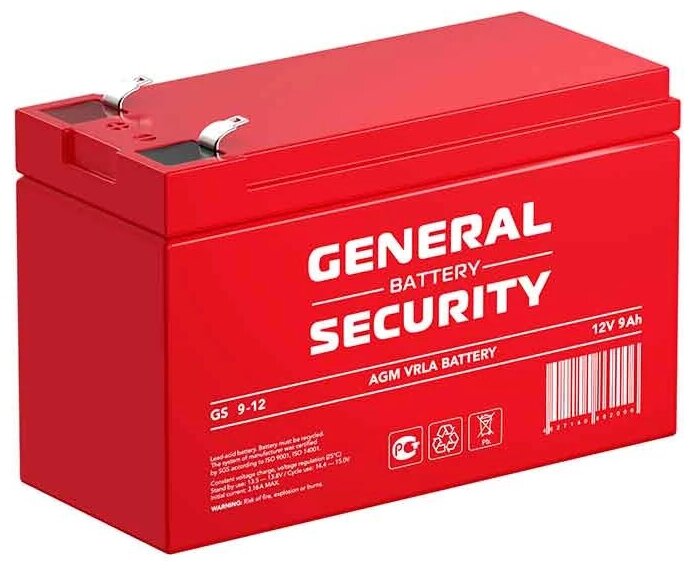 Аккумулятор General Security GS 9-12 (12В 9Ач / 12V 9Ah)