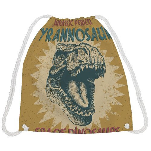 фото Сумка рюкзак-мешок joyarty "винтажный тиранозавр" для обуви и вещей, 38x40 см