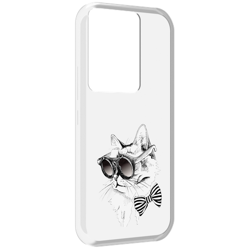 Чехол MyPads крутая кошка в очках для Itel Vision 3 Plus / Itel P38 Pro задняя-панель-накладка-бампер