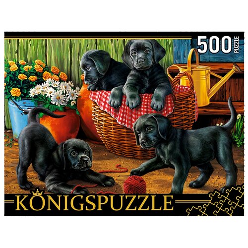 пазл konigspuzzle яркие букеты хк500 6313 500 дет Пазл Konigspuzzle Щенки лабрадора (ХК500-6308), 500 дет., черный