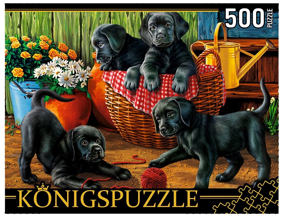 Puzzle-500 "Щенки лабрадора" (ХК500-6308) Konigspuzzle - фото №1