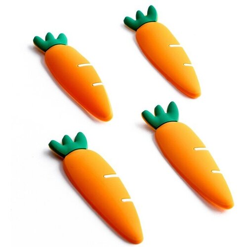 Декор силикон Морковь набор 4 шт, размер 1 шт. 1,6 х 6 х 0,3 см, клеевые подушечки