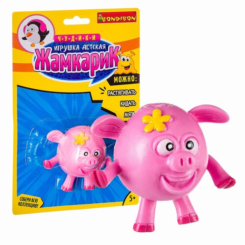 игрушка для ванной bondibon поросенок вв2468 розовый Игрушка-антистресс BONDIBON Жамкарик. Поросенок, розовый