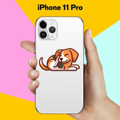 Силиконовый чехол Бигль на Apple iPhone 11 Pro чехол книжка на apple iphone 11 pro эпл айфон 11 про с рисунком сиреневые одуванчики золотистый