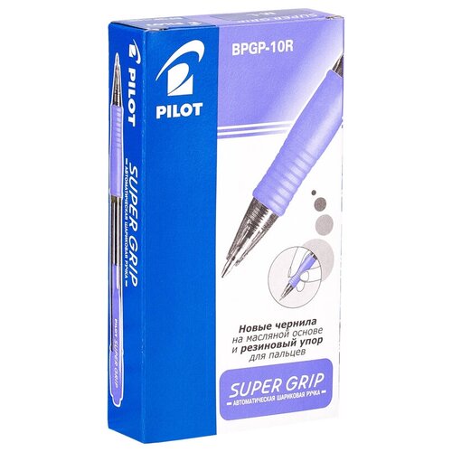 PILOT Набор шариковых ручек Super Grip 1 мм (BPGP-10R-M), 12 шт.