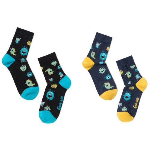 фото Носки conte-kids комплект 2 пары размер 18, 394 темно-синий/ 394 черный