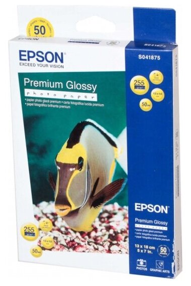 Бумага Epson А12 13*18 Premium Glossy Photo Paper (C13S041875) 255г/м², 50 л, бeлый