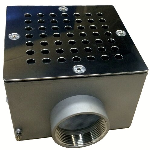 Донный слив квадратный 200 х 200 х 120 мм нерж AISI-304, плитка (нерж AISI-304)