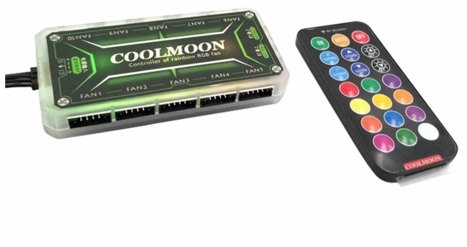 Хаб контроллер RGB 6pin COOLMOON + пульт ДУ питание от MOLEX