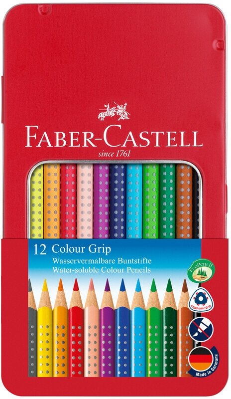 Карандаши цветные Faber-Castell "Grip", 12 цветов, трехгранные, заточенные