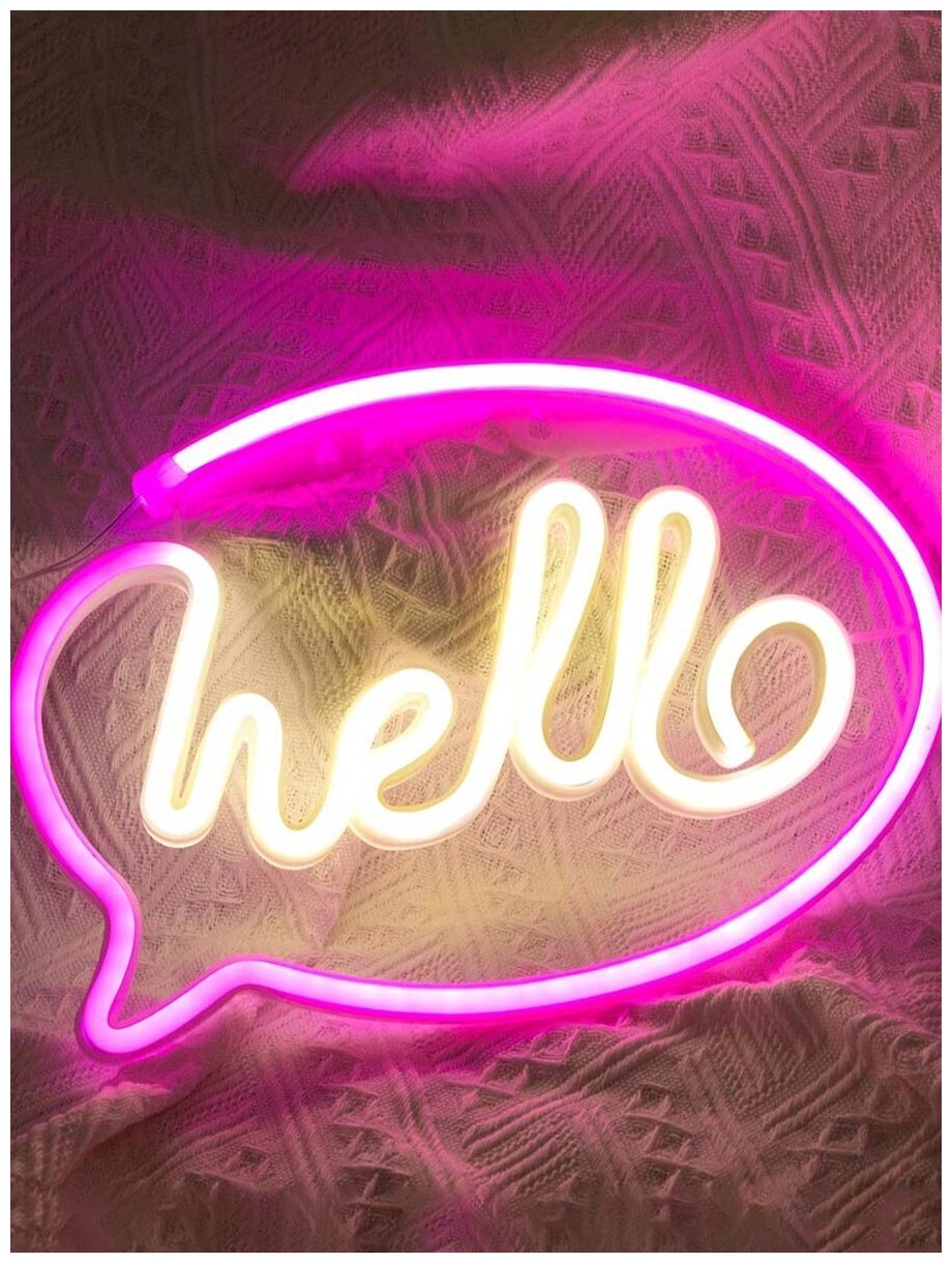 Неоновый LED светильник "HELLO привет" - фотография № 3