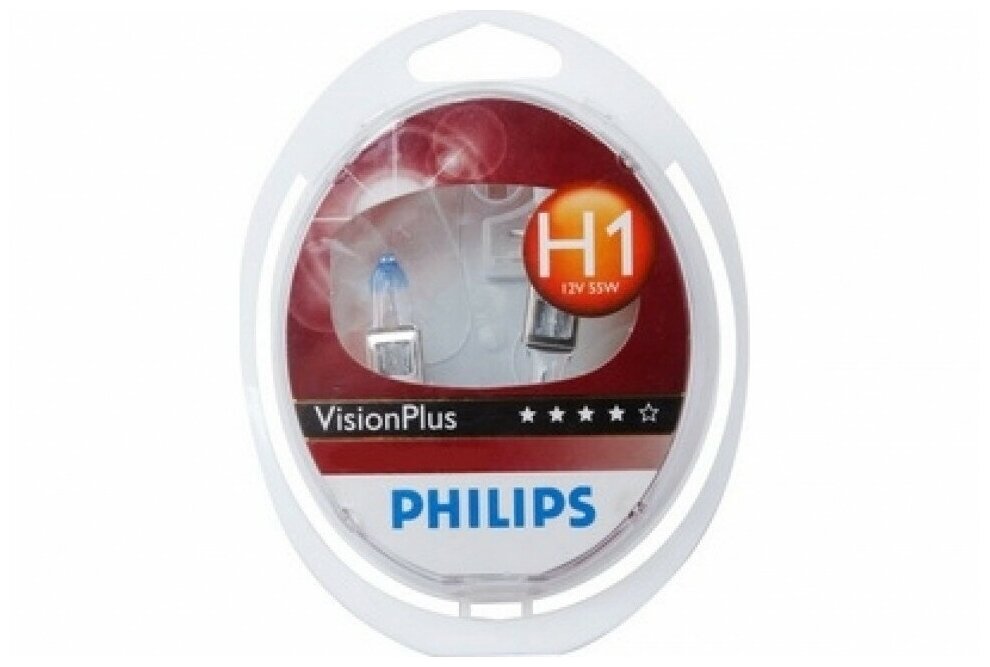 Лампа автомобильная галогенная Philips Vision Plus + 60% 12258VPS2 H1 55W P145s