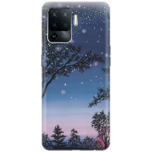 фото Силиконовый чехол на oppo reno5 lite / оппо рено5 лайт с принтом "деревья и звезды" gosso