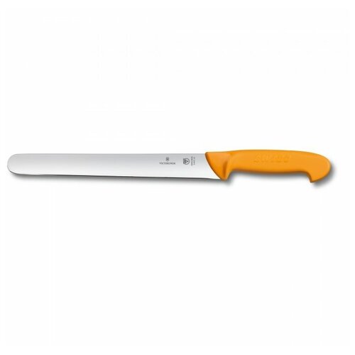 фото Victorinox нож для резания ломтиками victorinox swibo, лезвие с закруглённым кончиком, 25 см, жёлтый