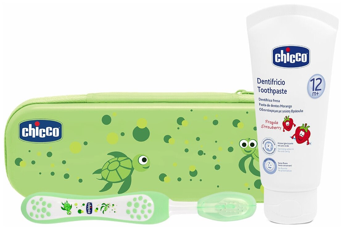 Chicco Набор для чистки детских зубов/Зеленый