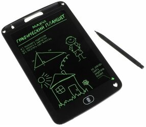 Графический планшет для рисования и заметок LCD Maxvi MGT-01, 8.5", угол 160градусов,CR2016, черный