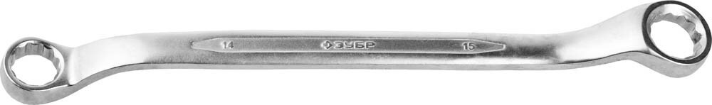 Накидной гаечный ключ изогнутый 14 x 15 мм, ЗУБР - фотография № 2