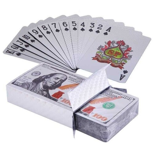 Карты игральные пластиковые Серебрянные 100 долларов 54 карты карты игральные пластиковые 100 долларов 55 карты