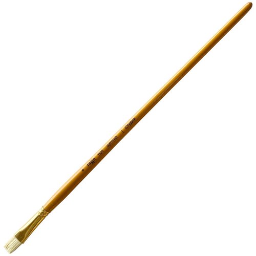 Комплект 12 шт, Кисть художественная щетина Гамма Студия, плоская №6, длинная ручка