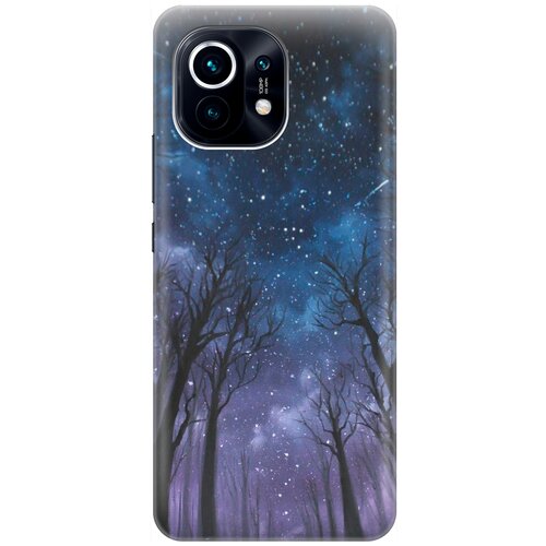 фото Ультратонкий силиконовый чехол-накладка для xiaomi mi 11 с принтом "ночной лес" gosso