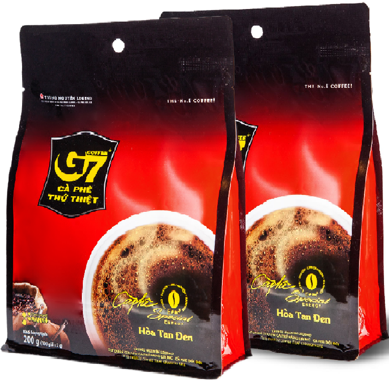 Растворимый кофе Trung Nguyen G7 черный (Pure Black) 2 упаковки по 100 шт., 400 г