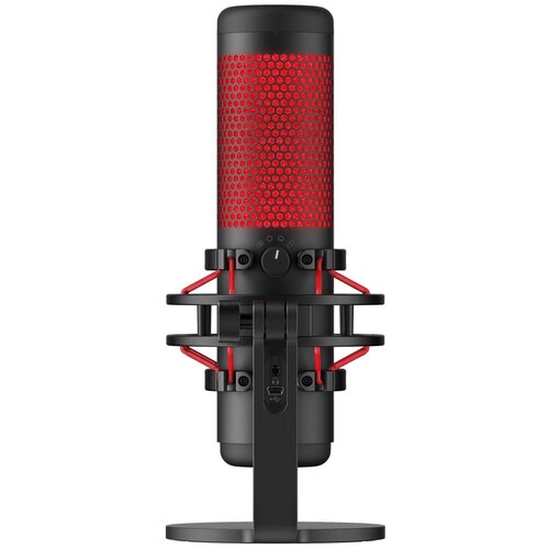 HyperX QuadCast, комплектация: микрофон, разъем: micro USB, черный/красный, 1 шт