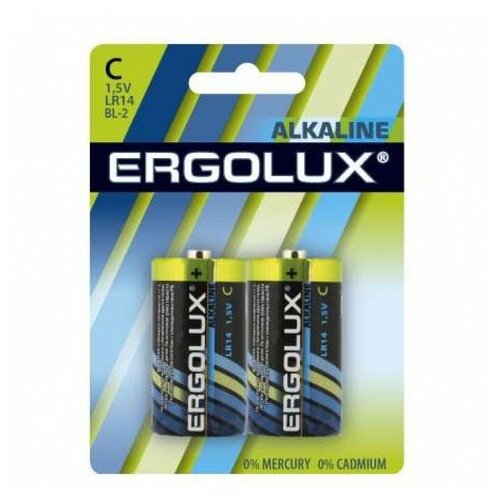 Батарейка Ergolux Alkaline LR14, в упаковке: 2 шт.