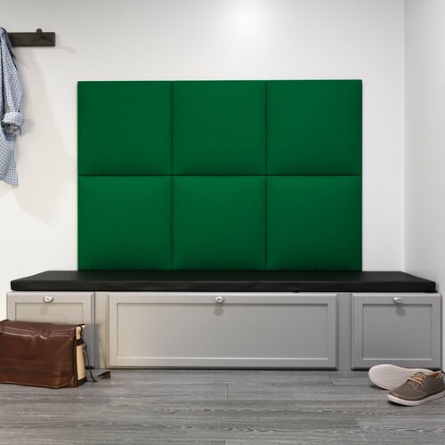 Мягкие стеновые панели, изголовье кровати, размер 50*50, комплект 2шт, цвет зеленый