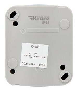 Выключатель Kranz Mini OG 1-клавишный, 10А, IP54, серый - фотография № 4
