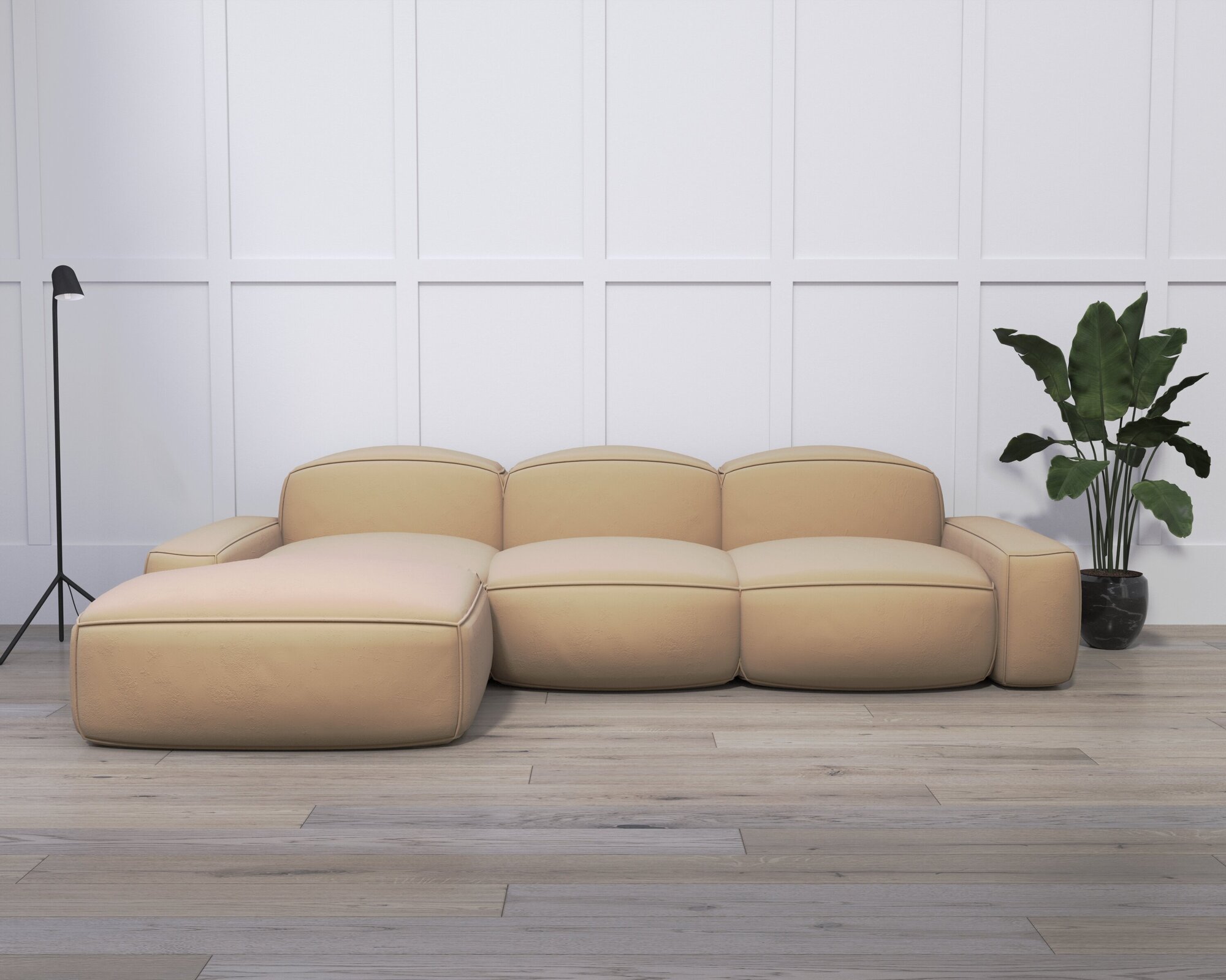 Модульный диван "Баст" с оттоманкой 310x185x80 "нэндо" Velutto 05