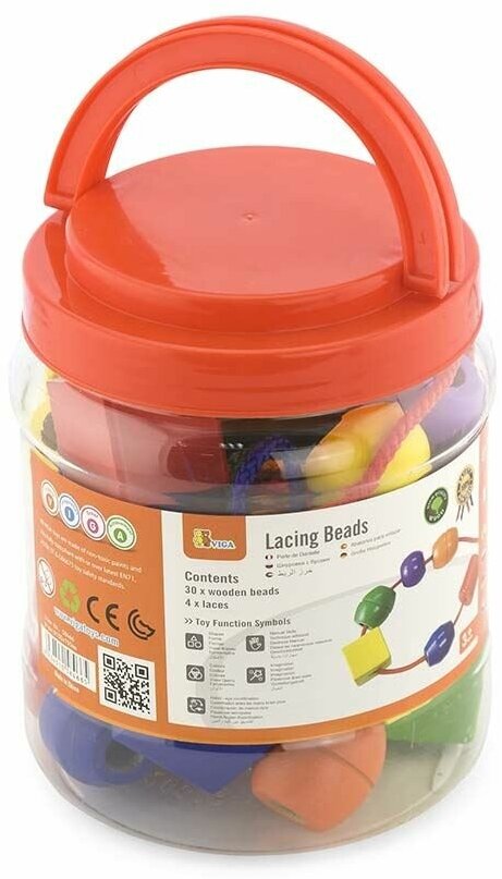 Игра-шнуровка Бусины (дерево) Viga 58466 — фото 1