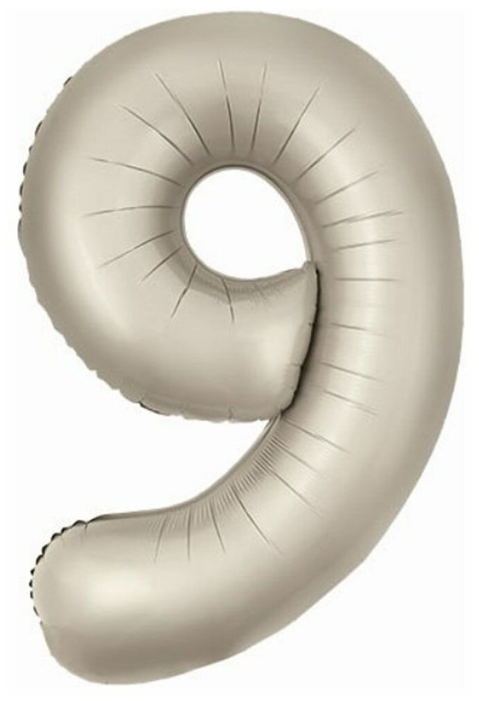 Воздушный шар фольгированный Agura Цифра 9, кремовый, 102 см