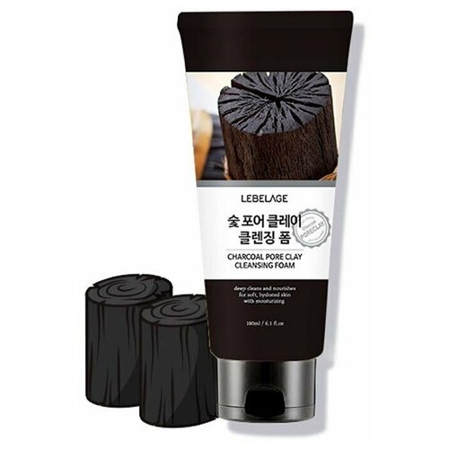 Пенка для умывания с бамбуковым углем, CHARCOAL PORE CLAY CLEANSING FOAM, Lebelage, 8809317111490