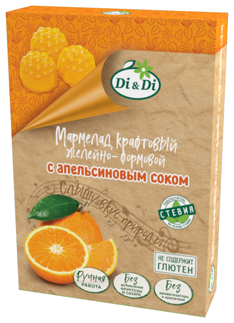 Мармелад крафтовый желейно-формовой с апельсиновым соком «Di&Di» вес 155±5 г