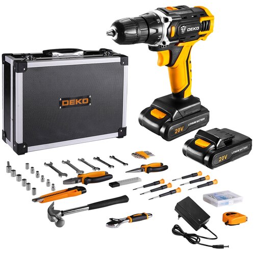 DEKO Аккумуляторная дрель 20В набор 63 инструмента в кейсе DKCD20FU-Li 20Ahx2 63 tools 447100₽