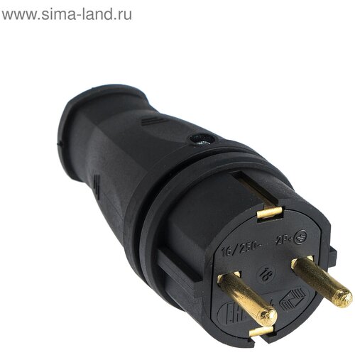Вилка переносная В16-001 16 А 250 В IP44 с зк каучук черная 557₽